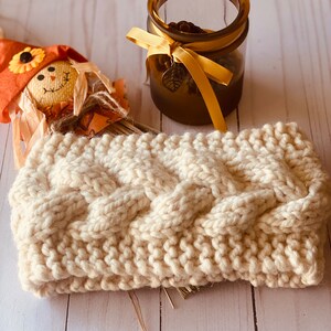 Chunky Knit Ear Warmer -  Tweed Knitted Headband - Winter Head Wrap Cable Ear Warmer