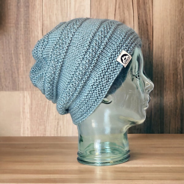 Knit Slouch Hat, Slouch Hat, Slouchy Beanie, Winter Hat, Knit Hat, Light Blue Slouch Beanie, Light Blue Slouch Hat, Unisex Slouch,