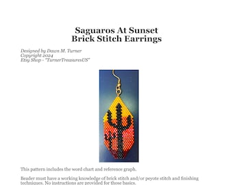 PATTERN, Saguaros At Sunset Brick Stitch Earrings