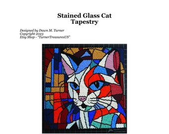 PATTERN, Stained Glass Cat Tapestry