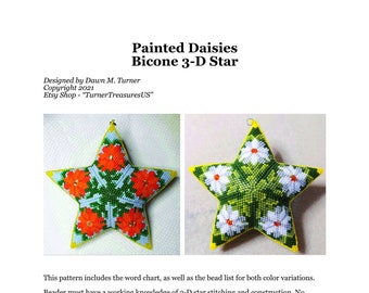 PATTERN, Painted Daisies Bicone 3D Star