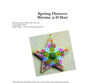 PATTERN, Spring Flowers Bicone 3D Star