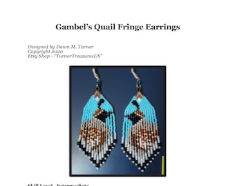 PATTERN, Gambel's Quail Fringe Earrings