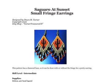 PATTERN, Saguaro At Sunset - Small Fringe Earrings