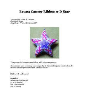 PATTERN, Breast Cancer Ribbon 3D Star