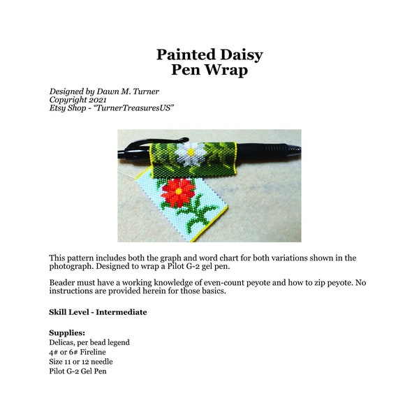 PATTERN, Painted Daisy Pen Wrap