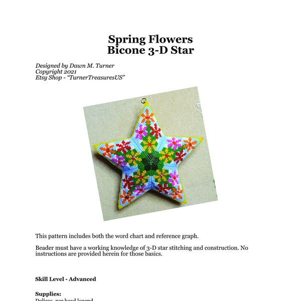 PATTERN, Spring Flowers Bicone 3D Star