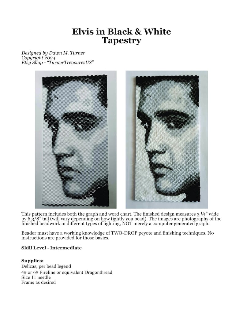 PATTERN, Elvis in Black and White Tapestry - Etsy