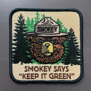 Official Smokey Bear Iron on Patch Keep it Green; US Forest Service Smoky the Bear; DIY Junior Ranger Halloween Costume