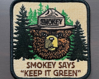 Official Smokey Bear Iron on Patch Keep it Green; US Forest Service Smoky the Bear; DIY Junior Ranger Halloween Costume