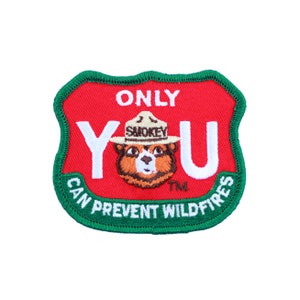 Official Smokey Bear Iron on Patch - Only You Can Prevent Forest Fires US Forest Service Smoky - Stocking Stuffer - FREE SHIPPING