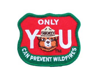 Official Smokey Bear Iron on Patch - Only You Can Prevent Forest Fires US Forest Service Smoky - Stocking Stuffer - FREE SHIPPING