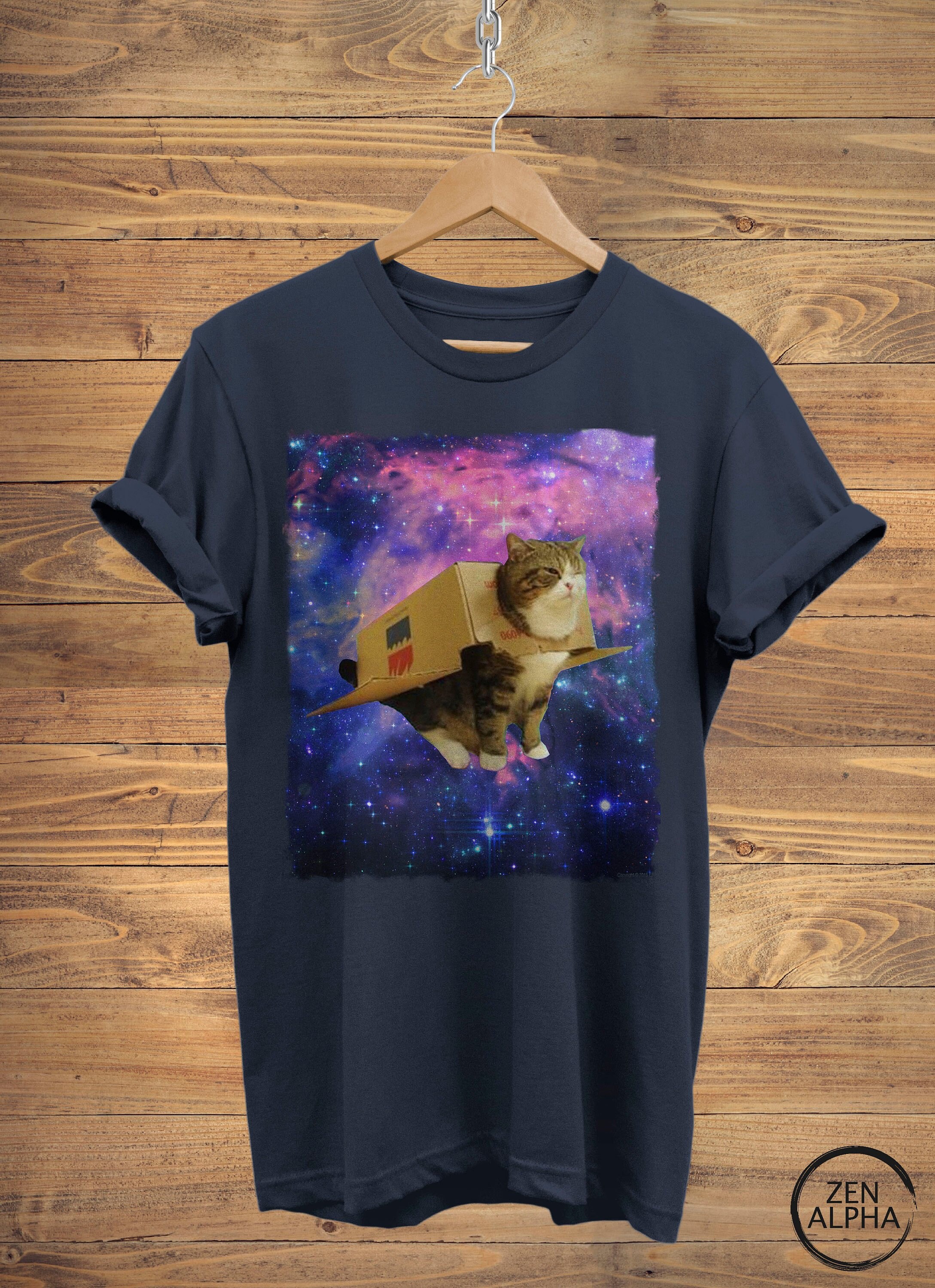 Space Cat Shirt Laser Cat Shirt Funny Space Cat Print Etsy