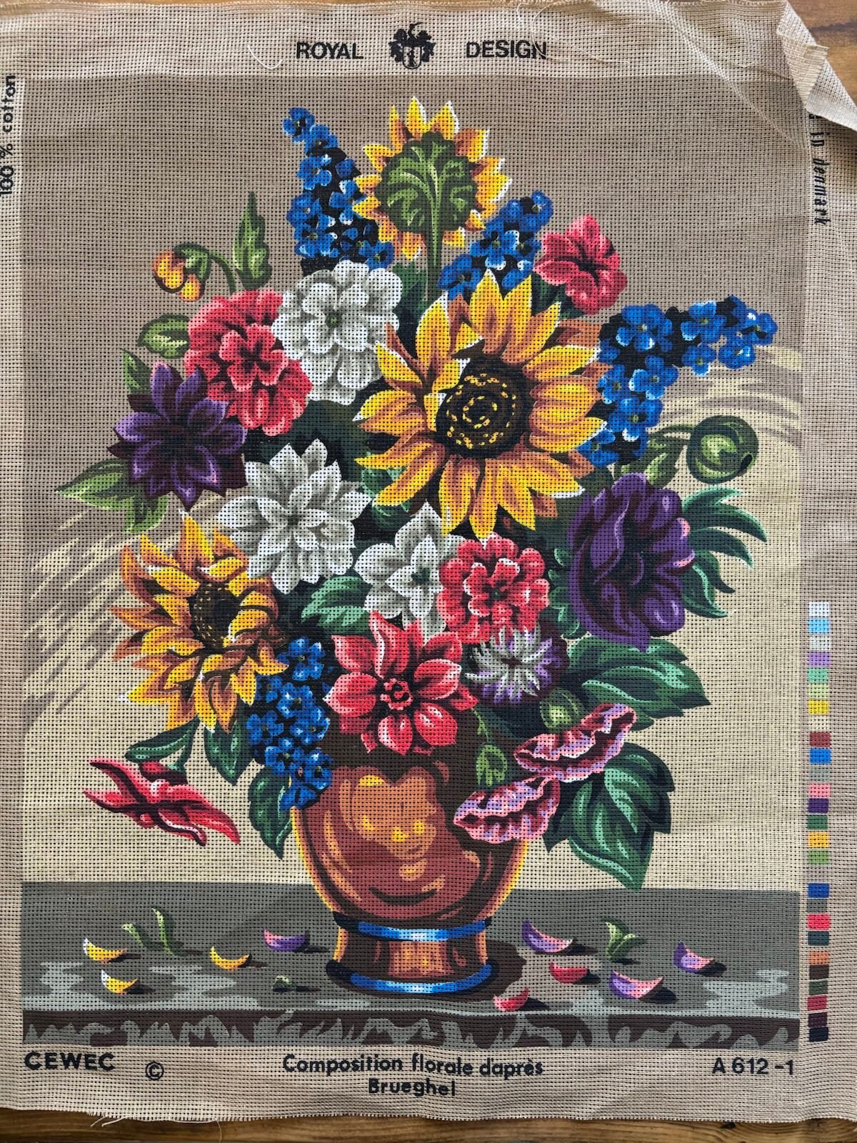 Vintage Needlepoint Canvas - Floral Bouquet - Ready to Stitch - Etsy