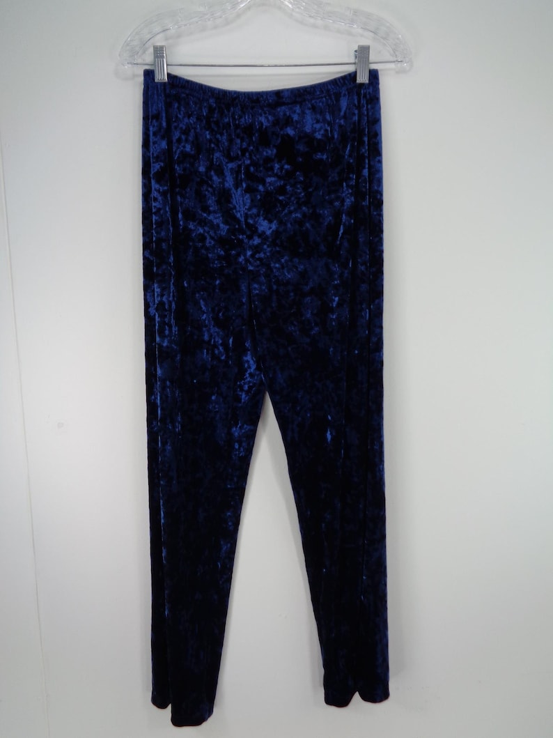 Blushe by Spiegel Womens Blue Vintage Velour Ruched Blouse /& Pants Size M