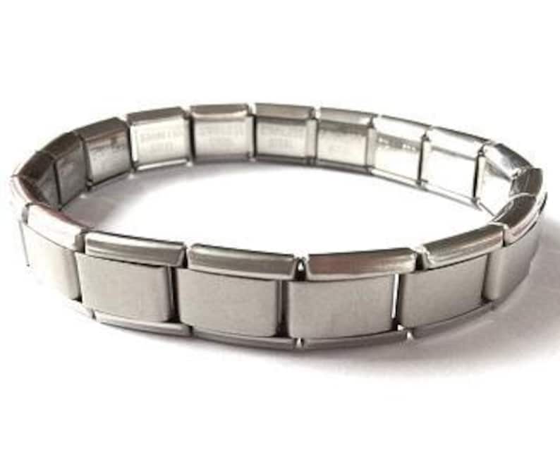 Stainless Steel 18 Link Matte Italian Charm Starter Bracelet Classic 9mm Size