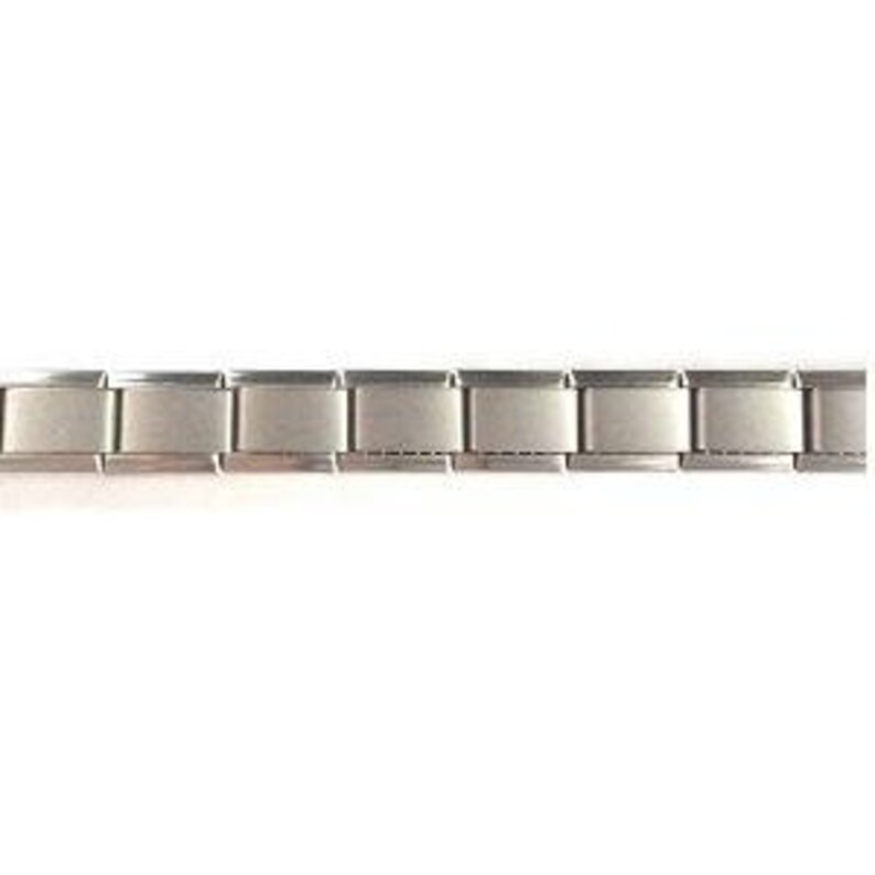 Stainless Steel 18 Link Matte Italian Charm Starter Bracelet Classic 9mm Size