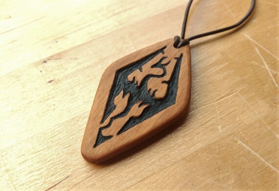wooden skyrim empire dragon pendant the elder scrolls etsy wooden skyrim empire dragon pendant the elder scrolls