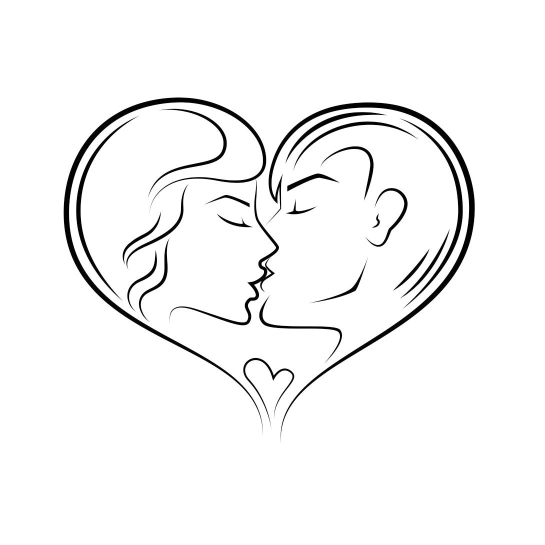Download Kissing couple heart Wedding Graphics SVG Dxf EPS Png Cdr Ai | Etsy