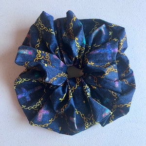 LV Inspired Scrunchie - Blue Denim - Designer Handmade