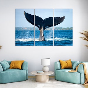 Großer Schwanz eines Buckelwals Digitaldruck auf Leinwand Whale Bild auf Leinwand Buckelwal Gemälde für Wand Sea Life Art für Geschenk
