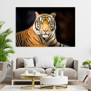 Portrait of Tiger Original Wall Decor, Tiger Design Decor for Home, Tiger Large Print Art on Canvas, Tiger Modern Wall Art, Wild Cat Print