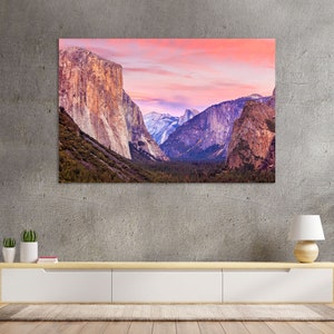 Yosemite Nationalpark Druck auf Leinwand, Berge Landschaft Großes Dekor für Wohnkultur, Naturbild Druck, Nationalpark Reisekunst