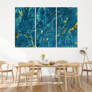 Blue Gold Abstract Artwork, Blue Marble Abstract  for Home Decor, Blue Abstract Art Print Canvas, Abstract Painting for Wall, Abstract Decor