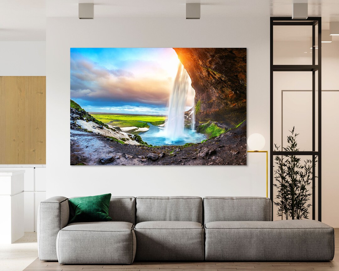 Seljalandsfoss Waterfall Popular Art for Home, Waterfall in Iceland ...