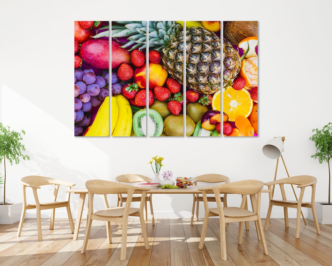 Fruits Decor Kitchen, Fruits Canvas Decor, Art for Dining Room, Food