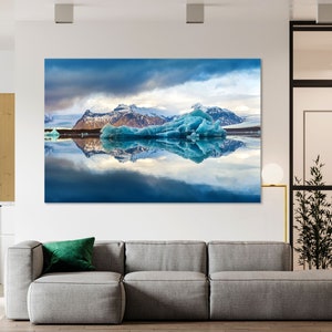 Iceberg in Jokulsarlon Art Wall, Glacial Lake Iceland Print Canvas, Glacier Photo Print, Iceberg Large Wall Decor, Iceland Art for Home