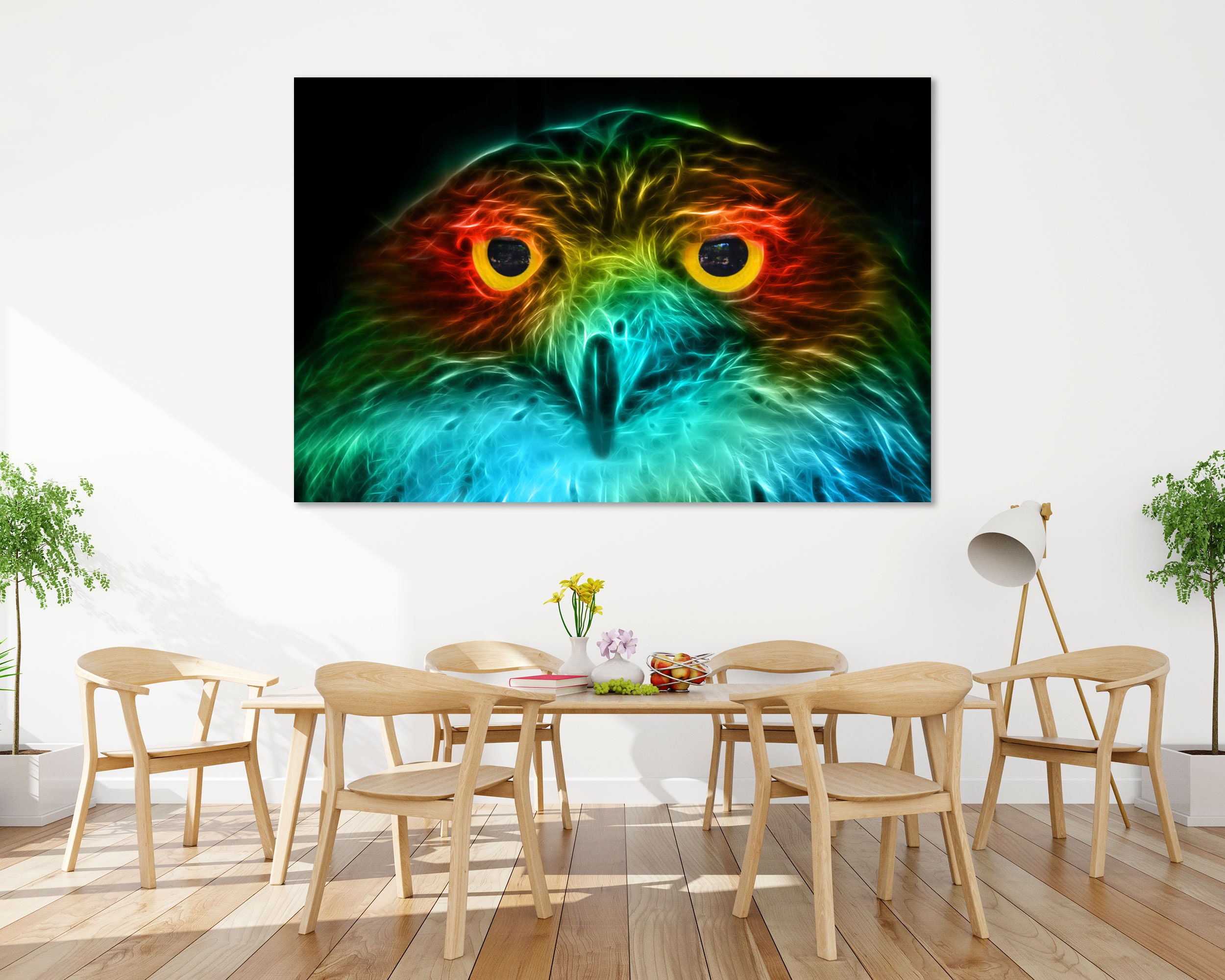Colorful Owl Painting on Canvas, Owl Print Canvas, Digital Art of Owl, Abstract Owl Art for Wall Decor, Abstract Artwork Design Decor