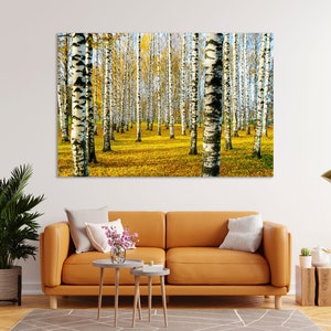 Birch Grove in Autumn Original Decor for Home, Birch Grove Print Canvas, Birch Art Wall, Birch Decor Wall, Autumn Trees Print, Autumn Decor