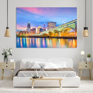 Cleveland Skyline Decor for Wall, Cleveland Canvas Print, Ohio State Decor, Cleveland Bridge Art for Interior, Cleveland Artwork