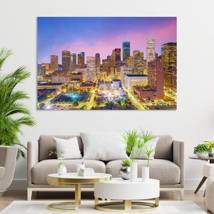 Houston Picture Print Canvas, Houston Extra Large Wall Art, Architecture of Houston Print Canvas, Texas State Painting for Wall, Texas Decor
