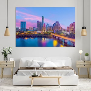 Austin at Twilight Contemporary Decor for Home Austin Stylish Art for Wall Austin Art Print Decor on Canvas Texas Wall Art Texas Artwork