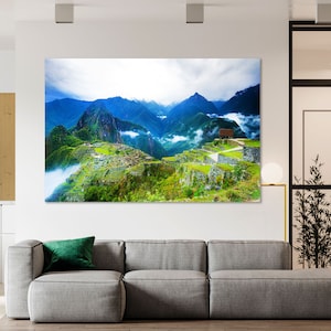 Machu Picchu Landscape Print on Canvas, Machu Picchu Canvas Print, Machu Picchu Popular Art for Wall, Machu Picchu Painting on Canvas