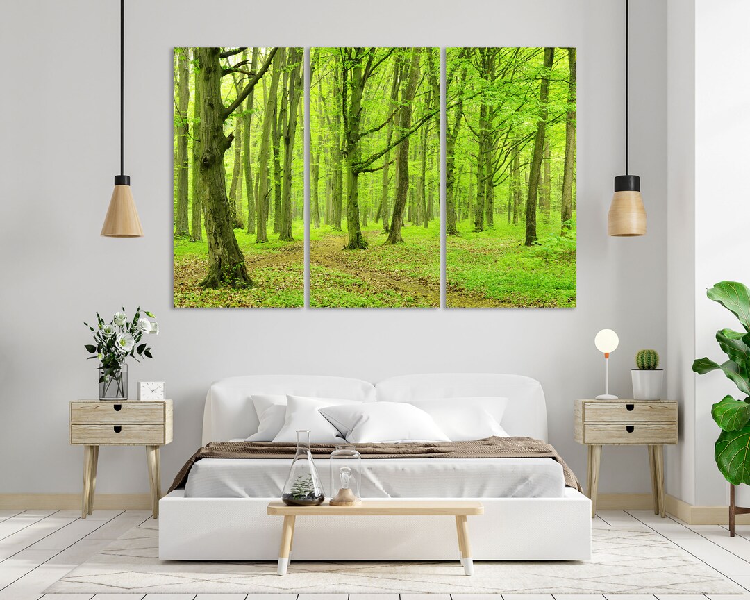 Green Trees Painting for Wall, Green Wall Art, Forest Decor Home ...