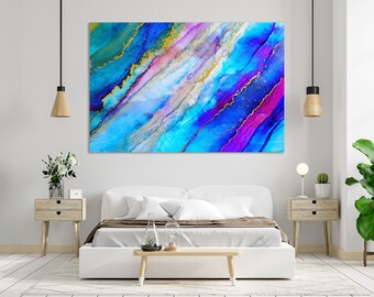 Colorful Watercolor Abstract Art for Interior, Watercolor Painting for Wall, Abstract Artwork for Wall, Watercolor Drawing on Canvas
