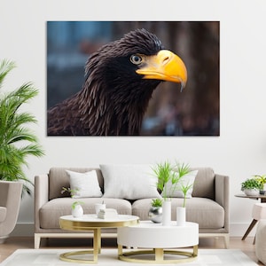 Portrait of Black Eagle Original Decor for Home, Eagle Wall Art, Eagle Painting for Wall, Eagle Print Canvas, Eagle Large Wall Art Eagle Art