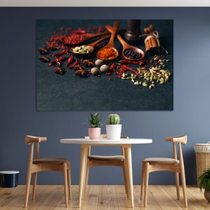 Aromatic Spices for Creative Decor Wall, Colorful Spices Decor Wall, Spices Pictrue Print, Spices Artwork for Kitchen, Kitchen Decor Art