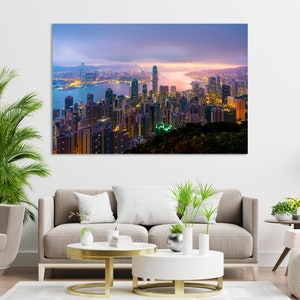 Hong Kong Skyline Wall Art – Cityscape Photography Print | Modern Urban Night View | Luxury Travel-Inspired Home Decor