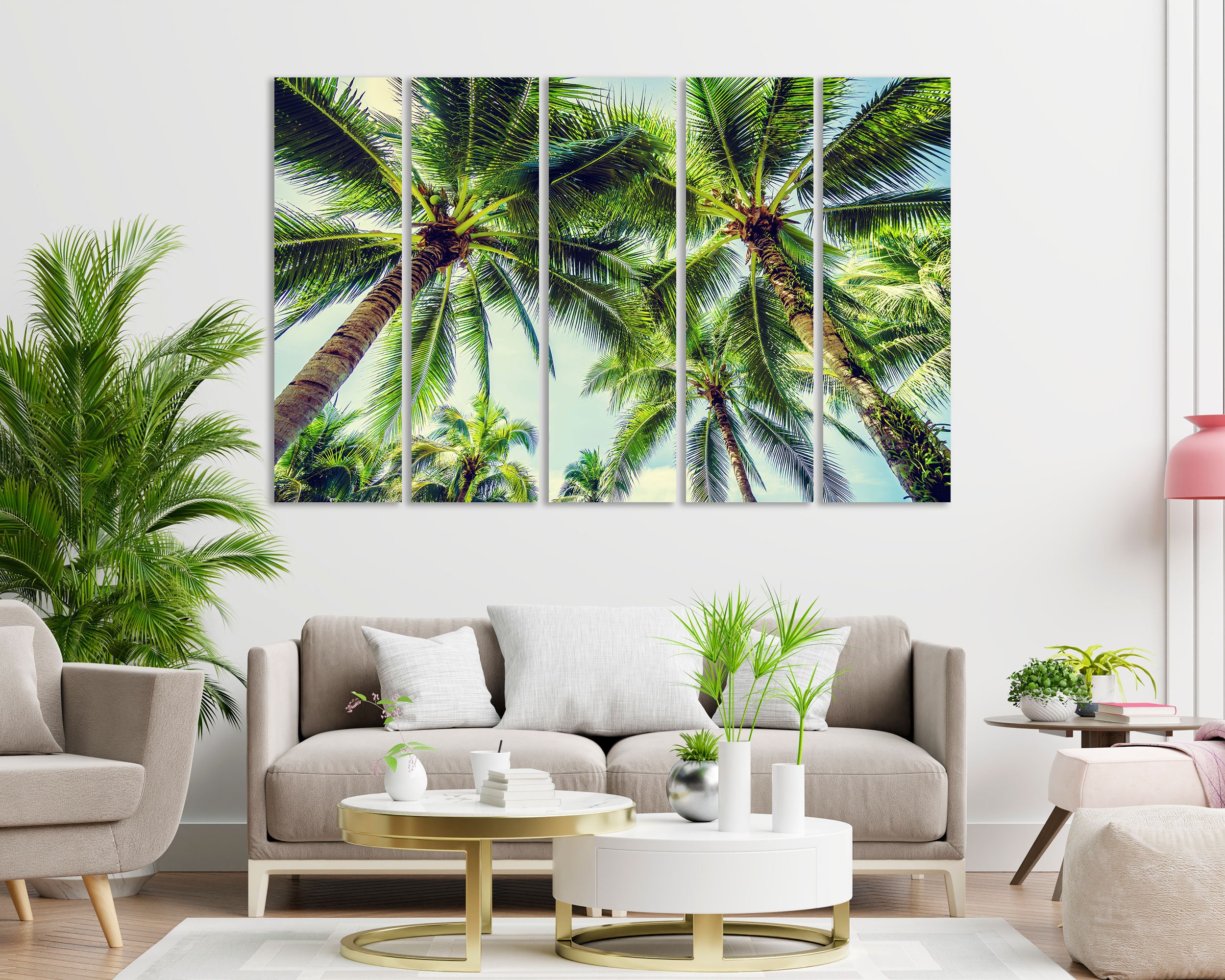 Palm Trees Wall Decor, Green Tree Design Wall Art, Tropical Trees