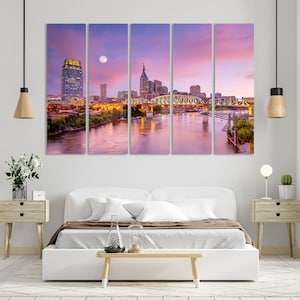 Nashville Cityscape Art for Wall, Nashville Interior Decor, State of Tennessee Wall Decor, Nashville Print Canvas, Nashville Large Wall Art