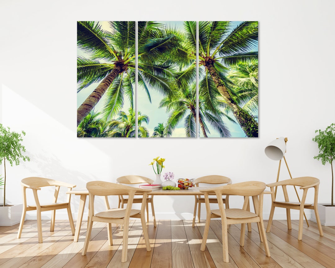 Palm Trees Wall Decor, Green Tree Design Wall Art, Tropical Trees