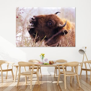 Bison Print Art on Canvas, Bison Wall Decor, Bison Printable Art, Bison Wall Art, Bull Print Canvas, Bull Large Art Wall, Bison Artwork