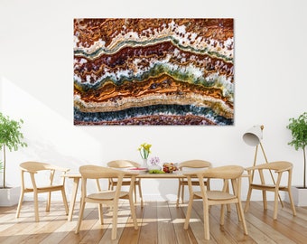 Colorful Natural Mineral Agate for Wall Decor, Agate Print Art on Canvas, Agate Abstract Art for Wall, Agate Large Wall Decor,