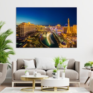 Las Vegas Downtown Art for Wall, Las Vegas Large Print Canvas, Las Vegas Decor for Home, American City Original Art for Wall, Las Vegas Gift
