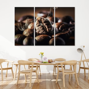 Impressão de grãos de café em tela, arte de café para decoração de parede, impressão de imagem de café, decoração para cozinha, pintura de café para parede