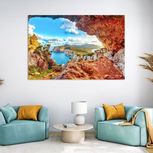 Capo Caccia Sardinia Photography Print – Coastal Cave Wall Art | Italy Seascape Poster, Mediterranean Cliffs Ocean Landscape